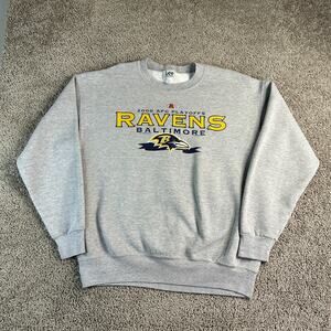 VINTAGE 2000 Baltimore Ravens AFC Playoffs Sweatshirt Mens Large Gray LEE Y2K